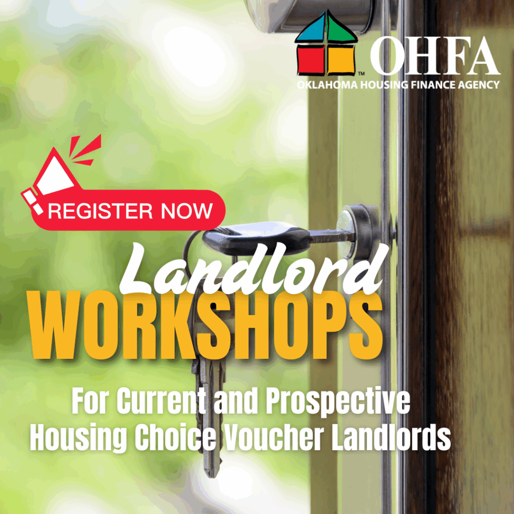 Background image of a front door with information about Landlord Workshops