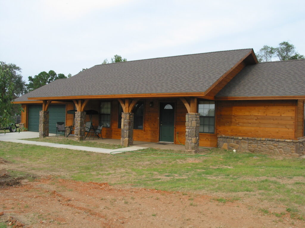 A house with wood trim