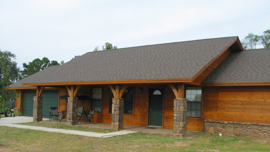 A house with wood trim