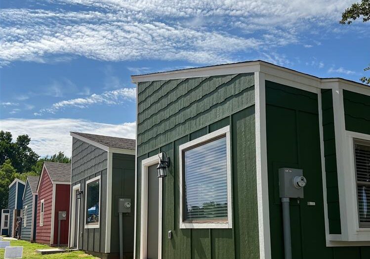 A row of tiny homes